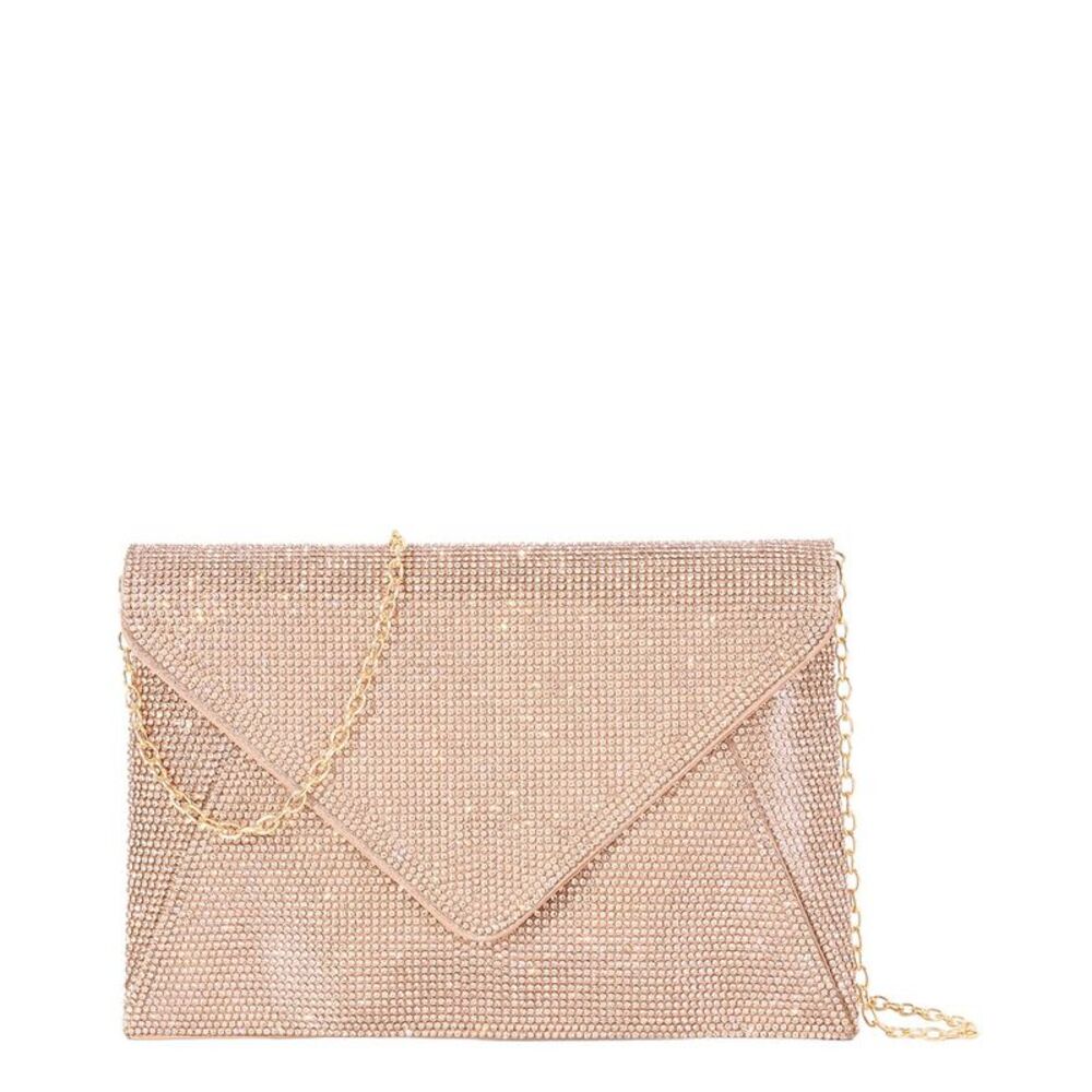 Tiffany & Fred Paris Crystal-Embellished Envelope Clutch, Beige